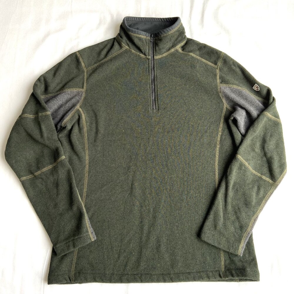 Kuhl Revel 1/4 Zip Fleece Pullover Top Men's Size Medium Loden/Steel